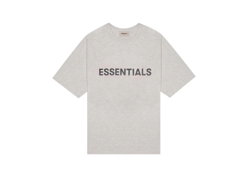 Fear of God Essentials Boxy T-Shirt Applique Logo FW20 Heather Oatmeal