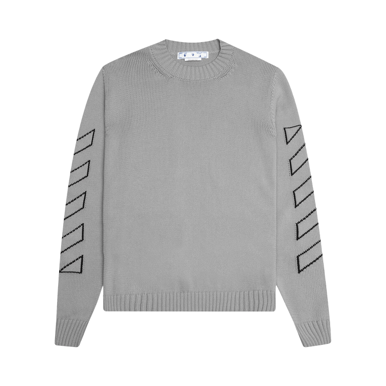 Off-White Diag Outline Knit Crewneck 'Medium Grey/Black'