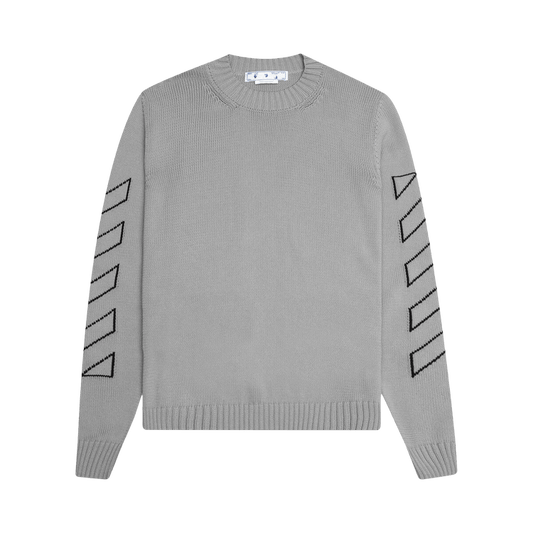 Off-White Diag Outline Knit Crewneck 'Medium Grey/Black'