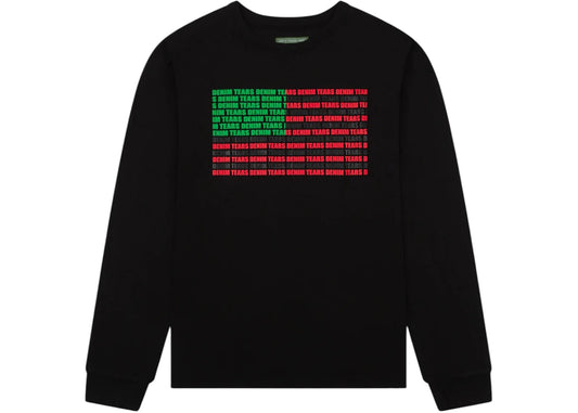 Denim Tears Logo Flag Long Sleeve Tee Black