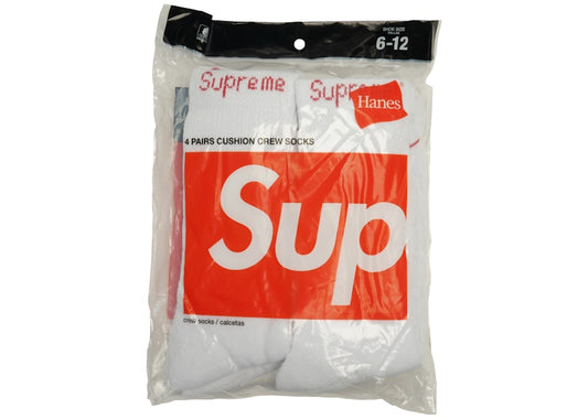 Supreme Hanes Crew Socks (Individual Pair) White