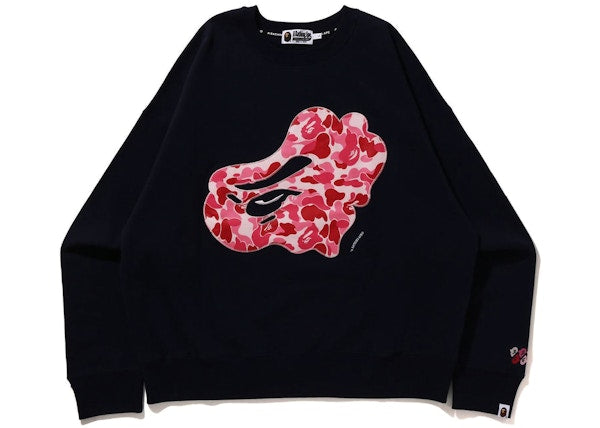 BAPE ABC Camo Patch Loose Fit Crewneck Navy/Pink