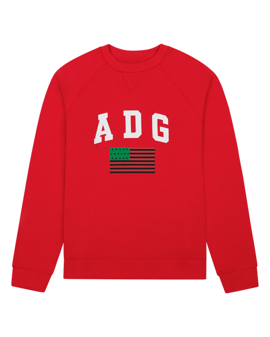 ADG Pan African American Flag Crewneck Red